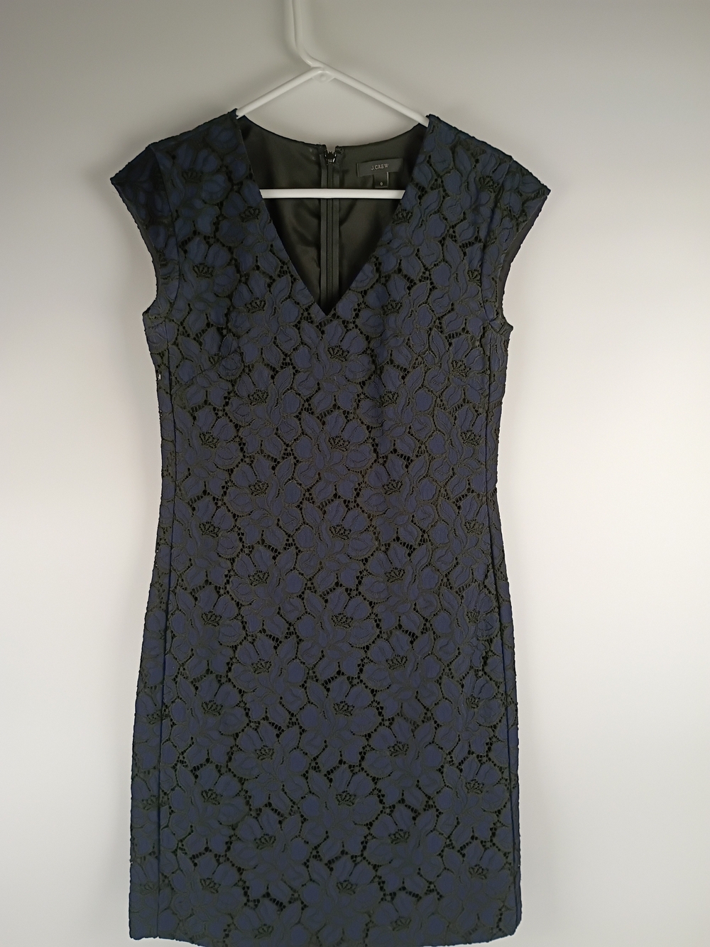 J. Crew Navy Floral Lace Midi Dress